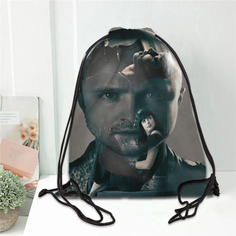 Hot Aaron Paul Printed backpack drawstring bag satin soft shoe bags to school custom Logo bags for women