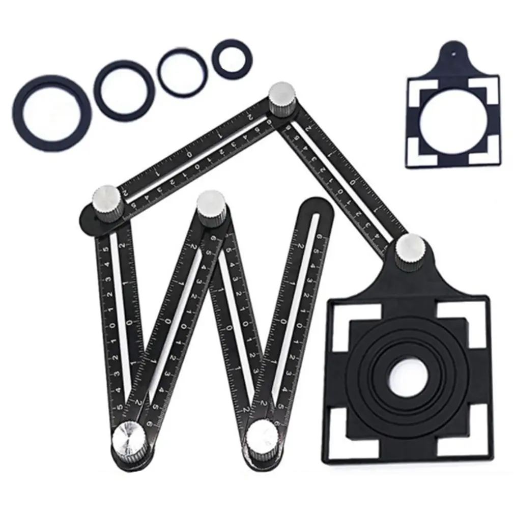 

Tile Hole Locator Folding Ruler Aluminum Alloy Six Fold Activity Four Folding Ruler Four Sides Parallel Multi-Angle