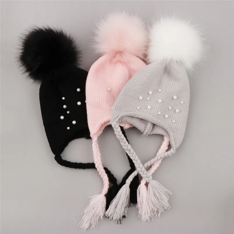 

Fashion Baby Beanies kids Pompom Hat Set Girls Winter Hat Baby Boy Cap Warm Knitted Baby Cap 1-5 Years Hat