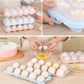 

Convenient Egg Food Storage Box Kitchen Refrigerator Anti-Collision Tray Plastic Egg Box Refrigerator Rack Kitchen Storage