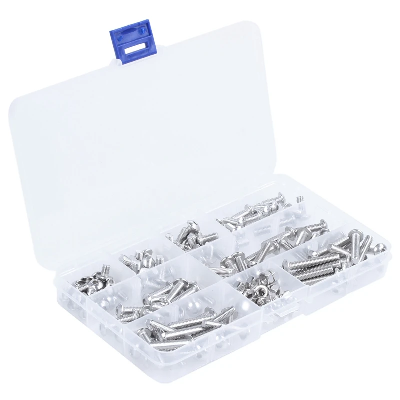 

150Pcs M5 Stainless Steel Button Head Hex Socket Head Cap Bolts Screws Nuts Assortment Kit