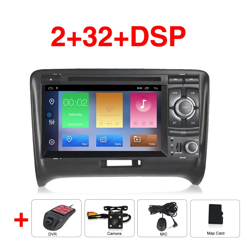 MEKEDE Android 9,1 2G ram 3 2G rom Автомобильный gps DVD авто радио плеер для Audi TT MK2 8J 2006-2012 радио gps wifi BT 16G карта - Цвет: 2G RAM 32G ROM
