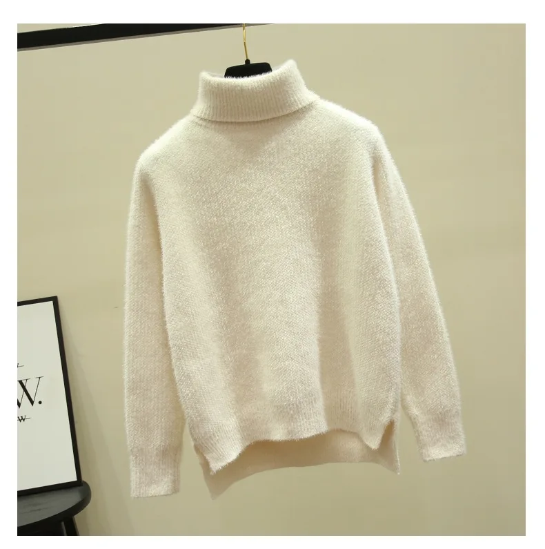 KAYOULAI Sweater Women High Collar Imitation Swater Velvet White Thick Chenille Pullover High Quality Jersey Mujer