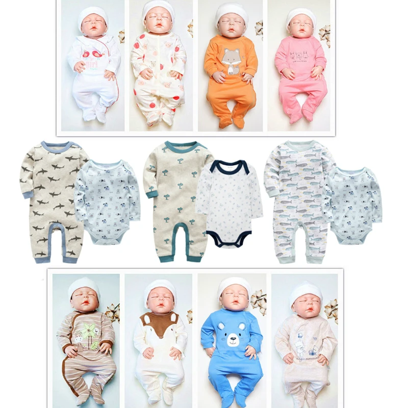 

Newborn 2pcs Baby Boys Romper Full Sleeve Cotton Lovely Cartoon Baby Girls Jumpsuit Infant Clothes Set