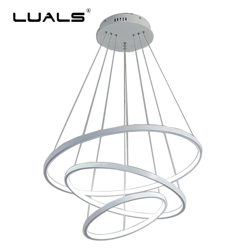 

LED Ring Chandelier Inner Glow Modern Hanging Lamp Simple Home Multi-layer Adjustable Pendant light For Living Room Dining Room