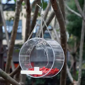

Acrylic Bird Feeder Clear Window Viewing Bird Feeder Waterproof Durable Transparent Round Food Box Hanging Feeding 12.5x7.5cm