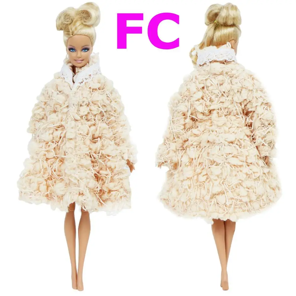 Модная микс пальто чистая одежда ручной работы вязаный свитер ручной работы зимнее платье Одежда для куклы Барби аксессуары кукольный домик игрушка - Цвет: NO.FC