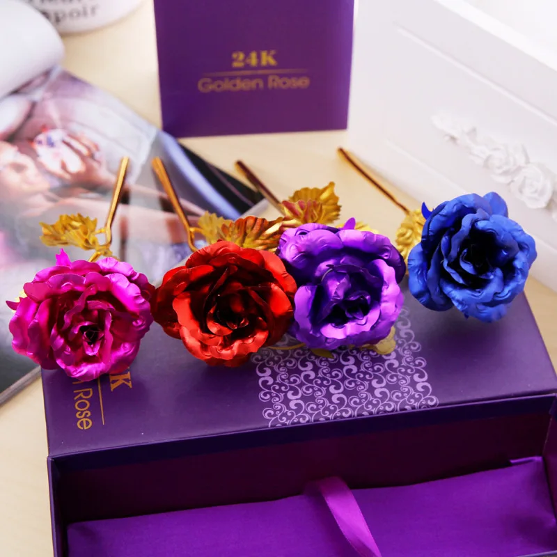 24k gold plated golden rose flowers anniversary valentine's day lovers' gifBLCA 