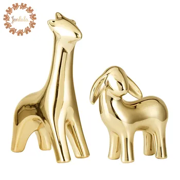 

Hot Golden-plated Ceramic Cute Animal Decoration Home Decorations Crafts Ceramic Crafts Electroplating Valentine's Gift