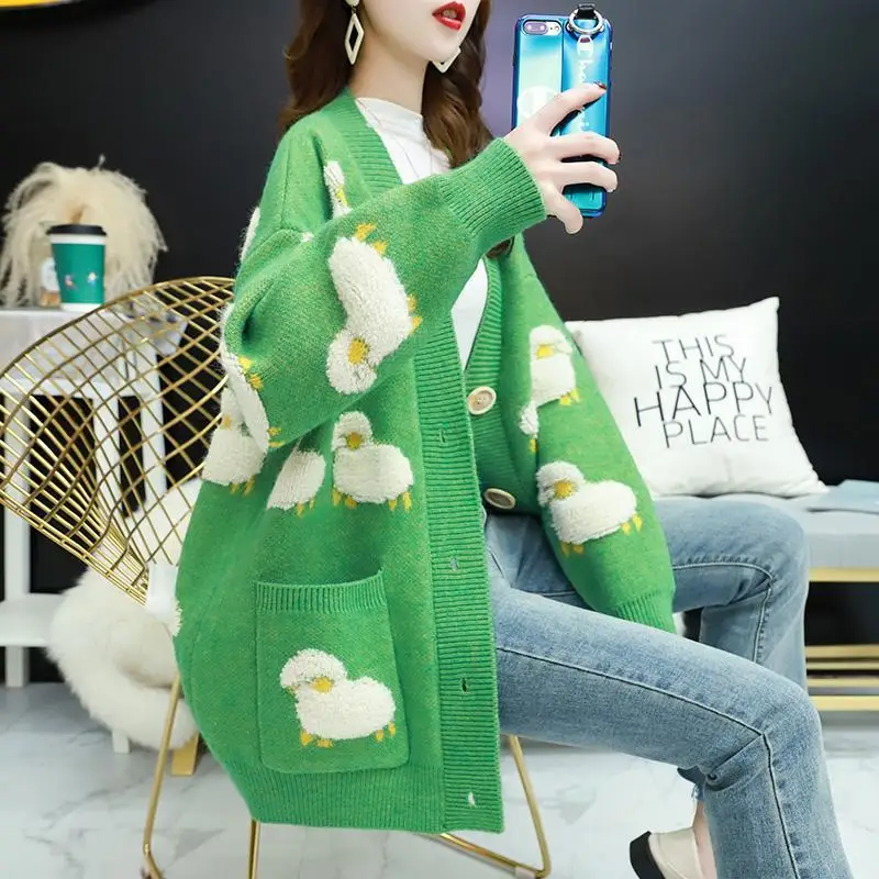 

Spring 2020 New Very Fairy Sweater Cardigan Women Loose outside Wear Net Red Lazy Wind Sweater Coat Spring and Autumn