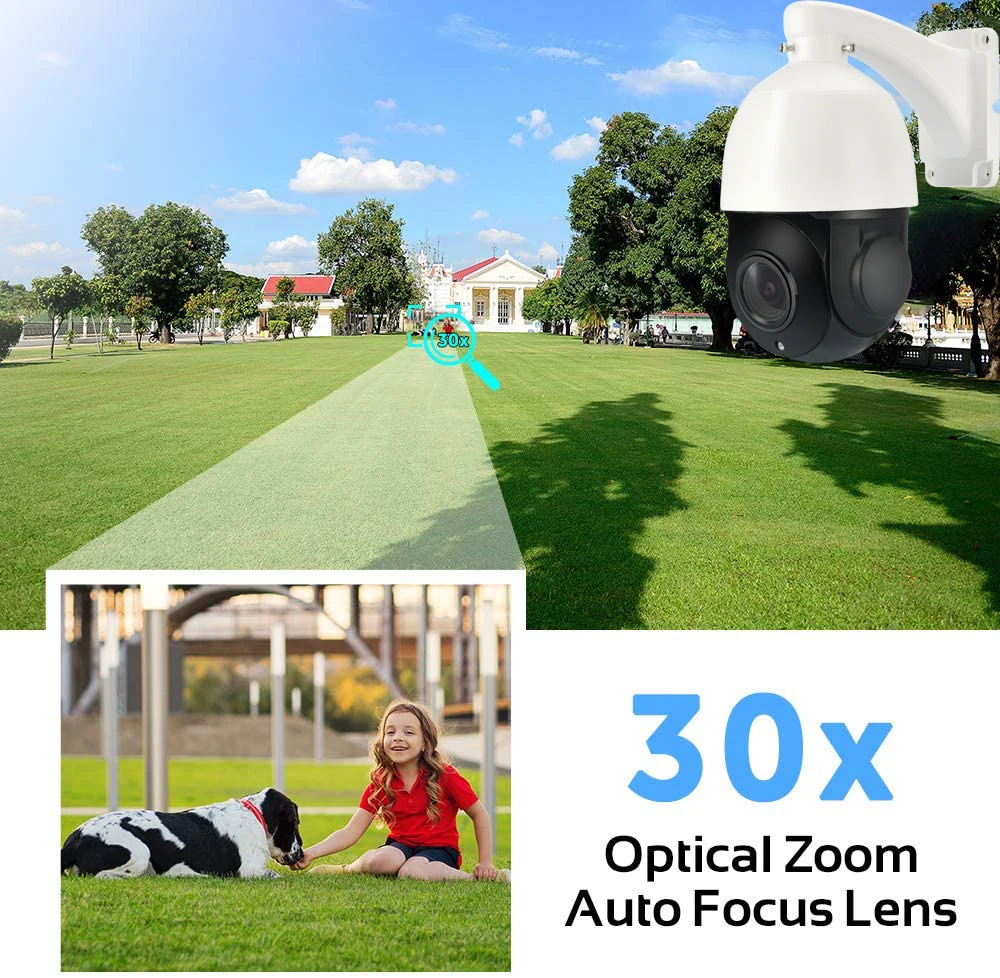 8MP 4K IP Camera Outdoor PTZ 30X Zoom CCTV Varifocal Onvif H.265 Dome POE Two Way Audio Security Camera Hikvision Protocol