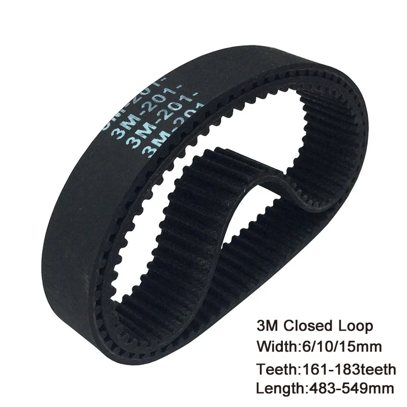 

3M Round Rubber Timing Belts Closed-Loop 483 To 549mm Length 6/10/15mm Width Timing Belt Efficient Transmission HTD Drive Belts