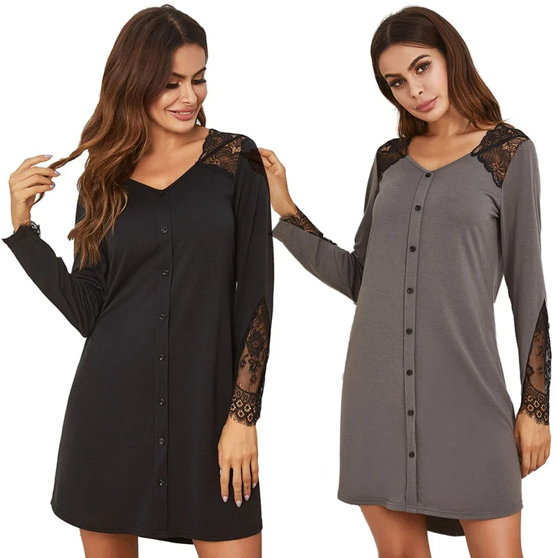 

2020 Women's Hotouch Nightgown Cotton Night Shirt for Sleeping Sleepwear Short Sleeve Cute Print Sleep Shirts S-XXL