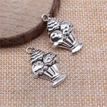 

Wecharms 40pcs 27x18mm Pendant Cupcake Cake Ice Cream Charm Pendants For Jewelry Making Antique Silver Color Cupcake Pendants