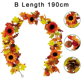 

190cm Wreath Artificial Garland Fall Offices Sunflower Weddings Thanksgiving