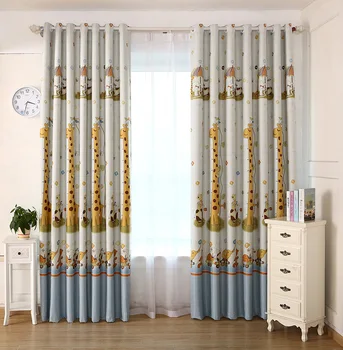 

Window Yarn Cartoon Boys and Girls Curtains for Bedroom Cartoon Full Shading Printing Curtains New Type of Curtains