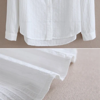 Foxmertor 100 Cotton Shirt White Blouse 2020 Spring Autumn Blouses Shirts Women Long Sleeve Casual