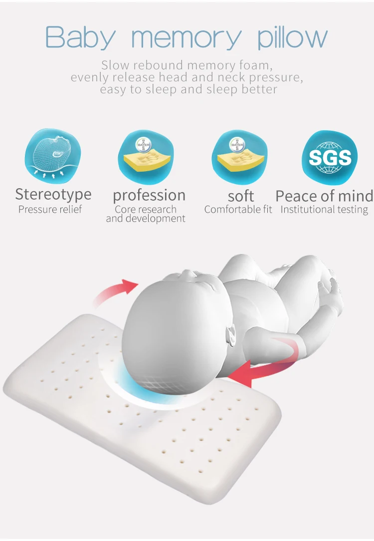 Детская подушка из пены с эффектом памяти, предотвращающая появление плоской головы, детские подушки для новорожденных, детские подушки с мультипликационным принтом, дышащие подушки для малышей