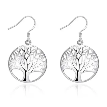 

Tree of Life Dangle Earrings 925 Sterling Silver Hollow Tree Design Hanging Earring For Women Girls Ear Wear Jewelry Brinco