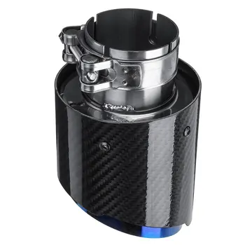 

Carbon Fiber Tail Throat Blue Straight Edge 63-89mm Single Carbon Fiber Car Exhaust Pipe Muffler End Tip Tailpipe