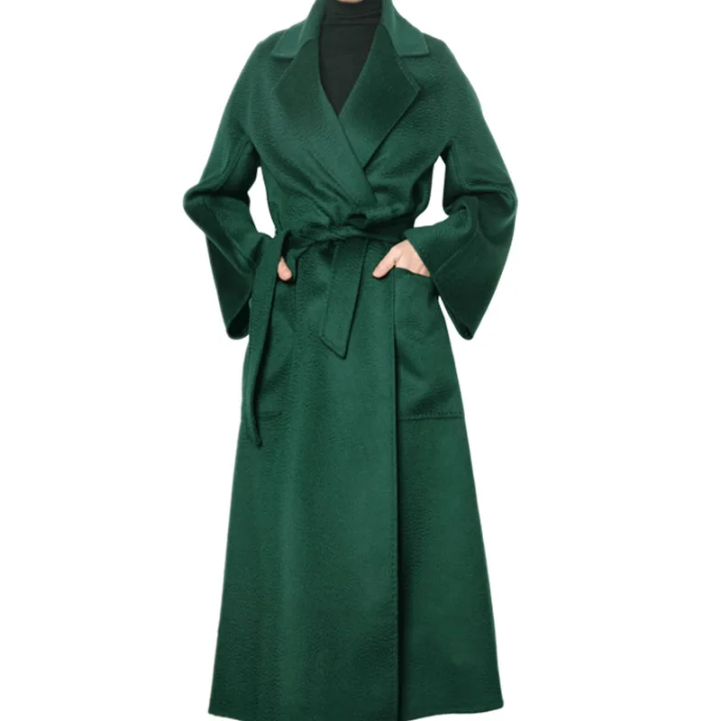 

2020 Autumn and Winter Water Ripple Classic Coat Double-faced 100% Real Wool Coat Female Long Coat Women Jacket high quality 252