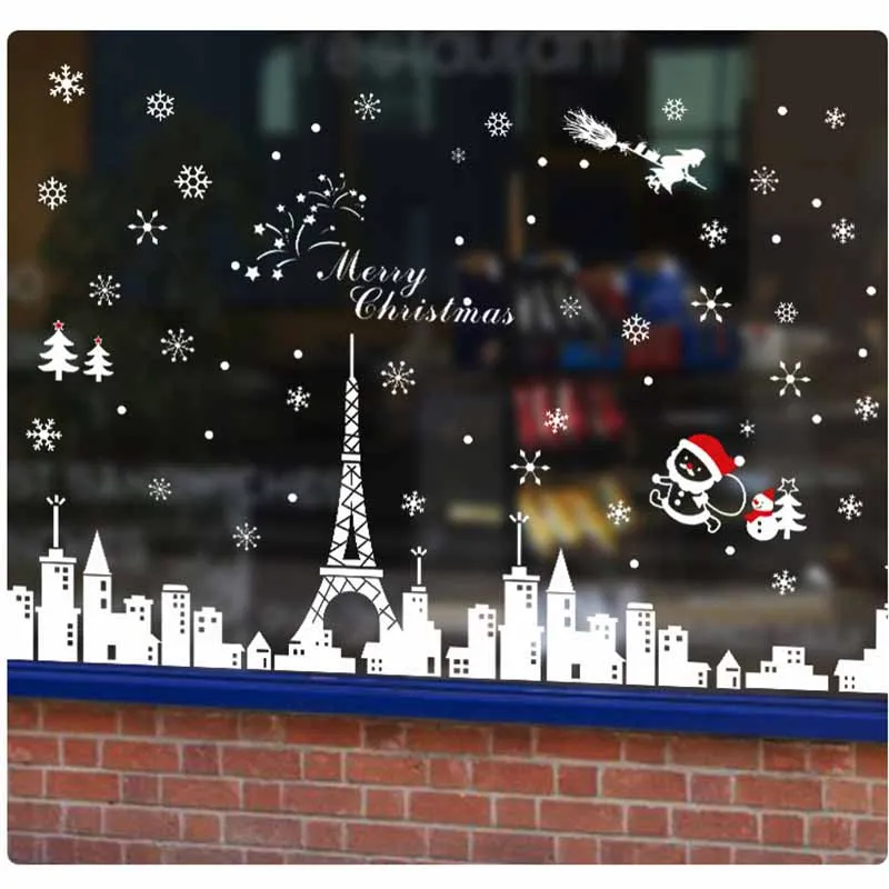 

Christmas Wall Stickers Shop Window Glass Decor PVC Christmas Decorations For Home Sticker Mural Art Decals XL805