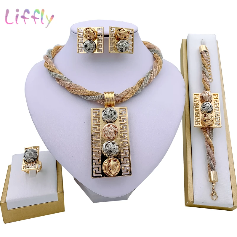

Liffly African Jewelry Set Tassel Fashion Indian Jewelry Sets Bridal Wedding Party Elegant Women Necklace Bracelet Earrings Ring