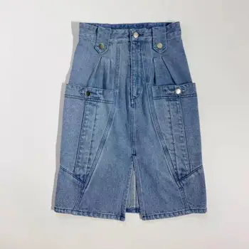 

Women denim skirt 2020 summer new pocket slim lady denim skirt casual wild fashion skirt