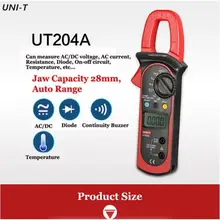 UT204A цифровой Ручной Авто Диапазон мультиметр зажим DMM AC/DC Вольт Ампер Сопротивление Емкость Частота Температура Тестер