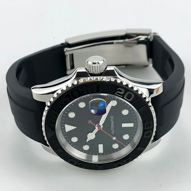Автоматические механические мужские часы наручные yacht diver master Miyota 8215 40 мм сапфировое стекло силиконовый керамический ободок мужские часы