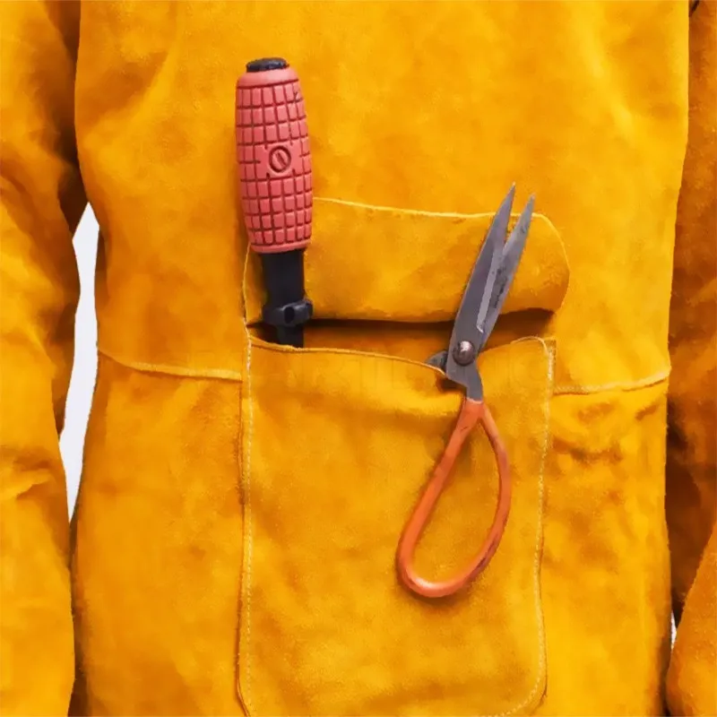 Cow Split Leather Welding Protective Clothing Apparel Welder Safety Jacket Durability Heat and Fire Resistant Safety Clothing welding protective gear