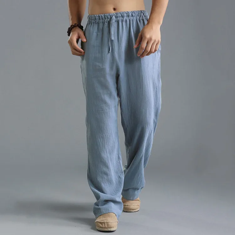Linen Pants Men Mens Beach Loose Cotton Linen Pants Yoga