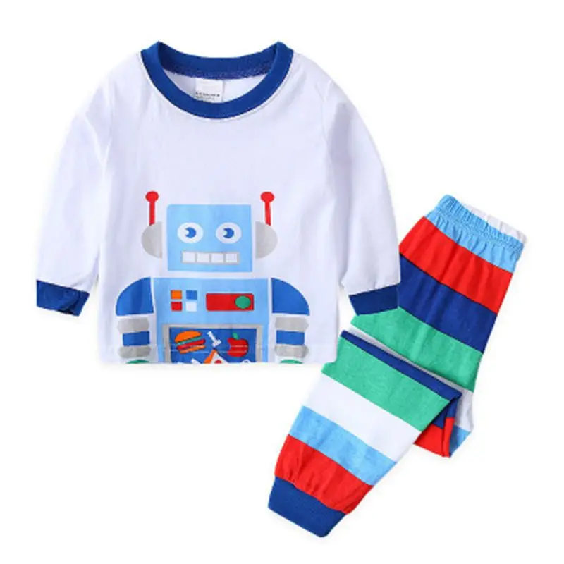 Новинка; детская пижама из хлопка; Пижама для мальчиков; детская пижама; одежда для сна; комплект детской одежды; 2-7Y - Цвет: Color as shown