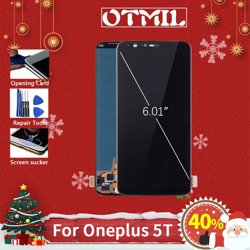 

OTMIL Burn-shadow 6.01" For Oneplus 5T Amoled LCD Display Touch Screen Digitizer Replacement with Frame For 1+5T A5010 Full LCD
