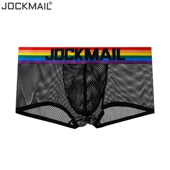 

JOCKMAIL mens boxers cotton rainbow sexy men underwear mens underpants male panties shorts U convex pouch for gay White Black