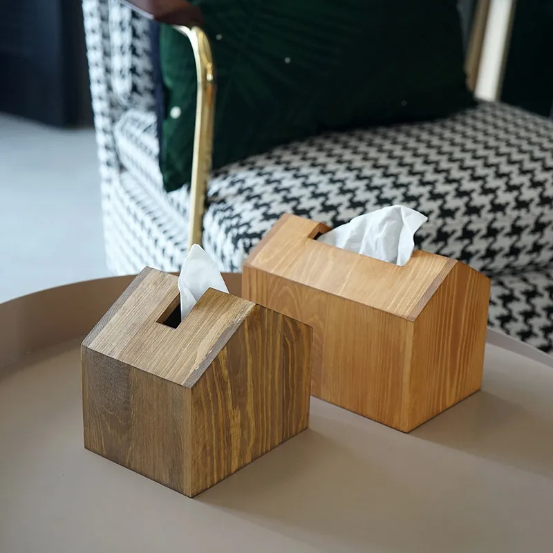 

Nordic Style Wood Tissue Box Creative House Shape Dining Table Removable Tissue Containers Eco Desk Organizer Home Decor