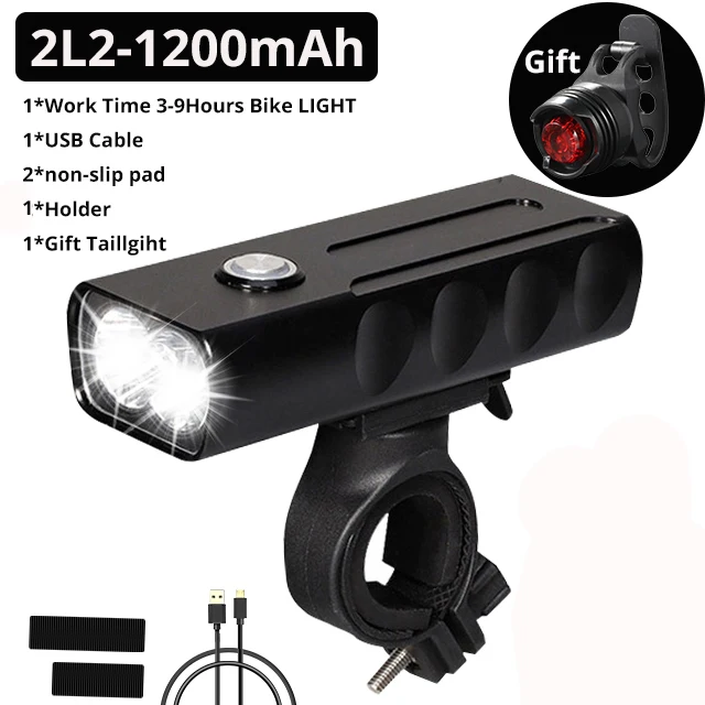 2L2 3 hour 15000Lum 2/3* L2/T6 USB Перезаряжаемый Встроенный 5200 мАч 3 режима велосипедный светильник, водонепроницаемый головной светильник, Аксессуары для велосипеда, задний светильник - Цвет: 2L2 3 hour