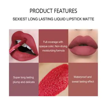 HANDAIYAN HOT Fashion Matte Liquid Lipstick Cosmetics Lip Glaze Moisturizing Waterproof Lip Gloss Sexy Lips