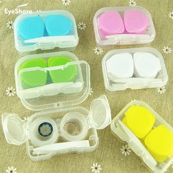 

Candy Color Lens Case with Stick Mirror Set Contact Lens Partner Container Storage Holder