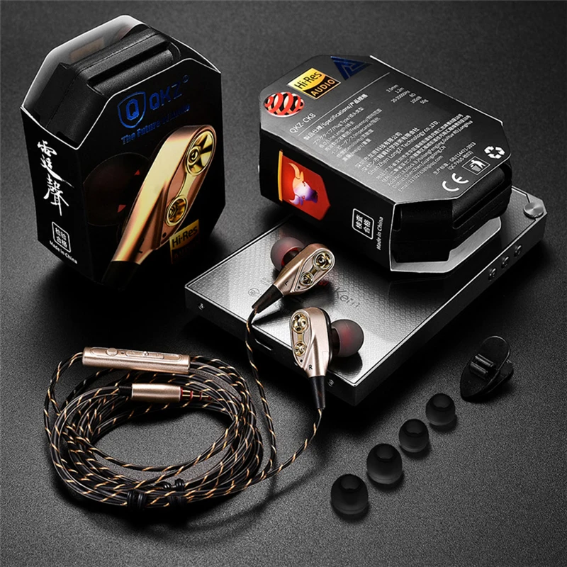 

HiFi Wired Earphone Dual-Dynamic Quad-core Speaker 3.5mm In-ear earbuds Flexible Cable with Microphone fone de ouvido