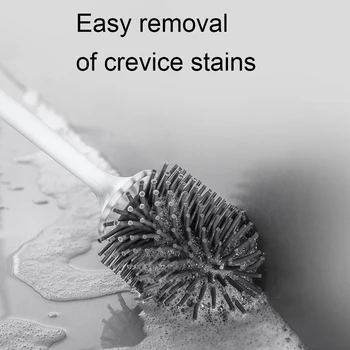 

Silicone Toilet Brush Soft Bristle Wall-mounted Bathroom Toilet Brush Holder Set Clean Tool Durable ThermoPlastic Rubber