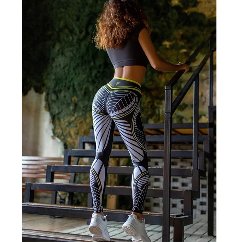 Mallas ajustadas de cintura alta para mujer, leggings con estampado, elásticos, transpirables