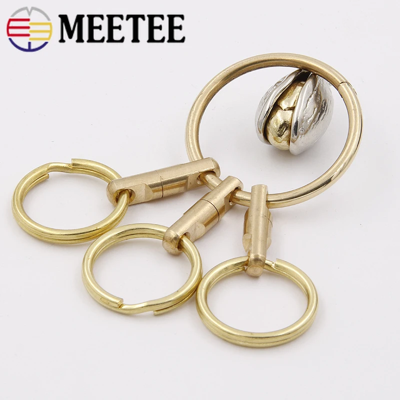 Meetee 1/3 комплекта чистое медное кольцо для ключей пряжка латунный брелок в виде