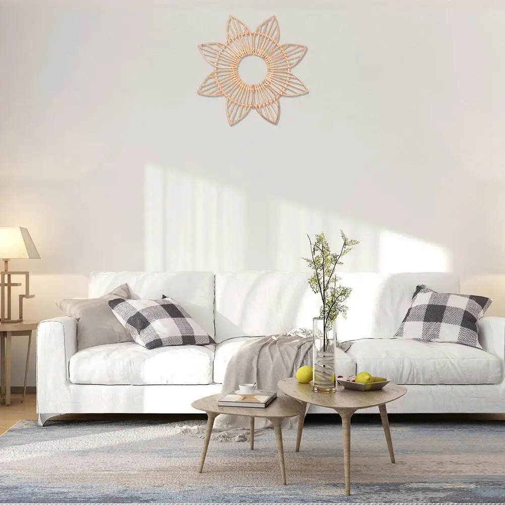 Rattan Crafts Flower Frame Creative Photo Wall Mirror Hanging Frame Wall Art Frame For Home Living Room Decoration