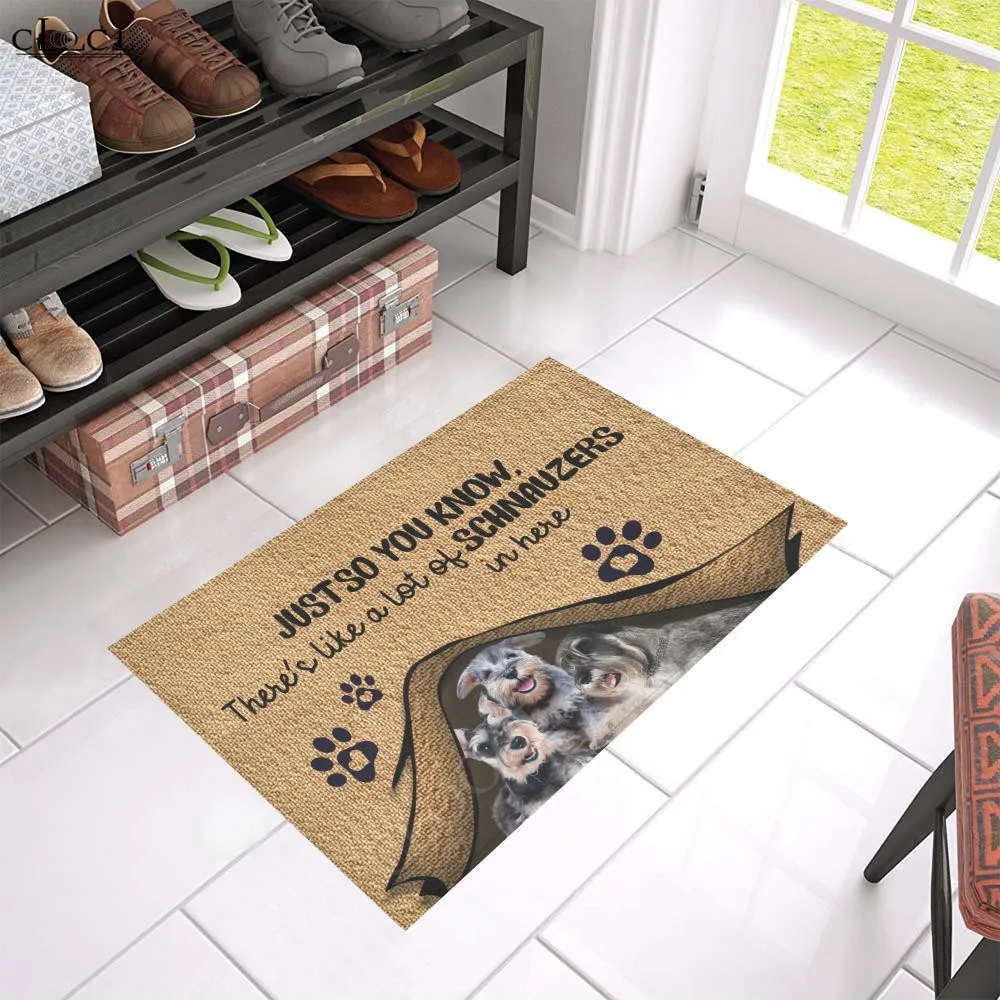 

Коврики для пола hxpets, 3D-графика, так что вы знаете, здесь есть как много шнауцеров, коврики, Забавный модный коврик