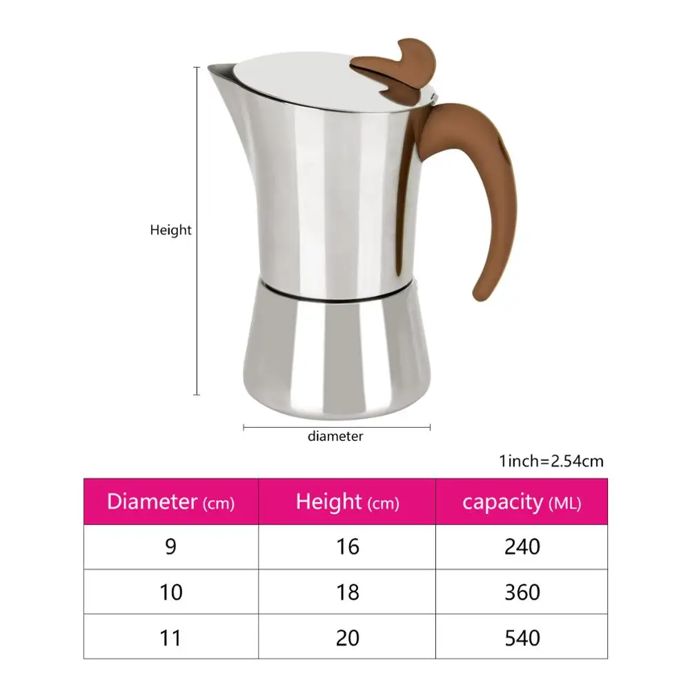 FISSMAN Кофеварка из нержавеющей стали для приготовления эспрессо латте мокко