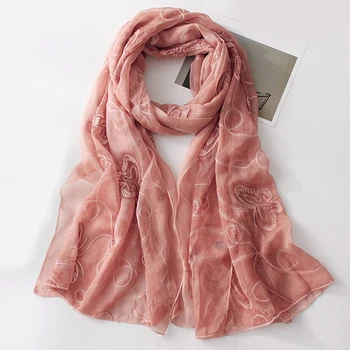 

new brand spring women scarf Embroider fashion long scarves faux silk winter shawl lady pashmina bandana foulard hijabs female