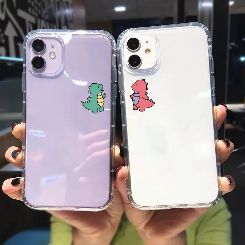 Прозрачный чехол GYKZ с симпатичным динозавром и медведем для iPhone 13 12 11 Pro XS MAX XR X SE2 6S