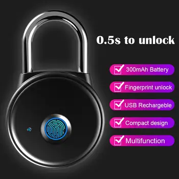

BT Smart Keyless Fingerprint Lock APP Unlock Anti-Theft Security Padlock support 10 sets Store fingerprints Smart security lock