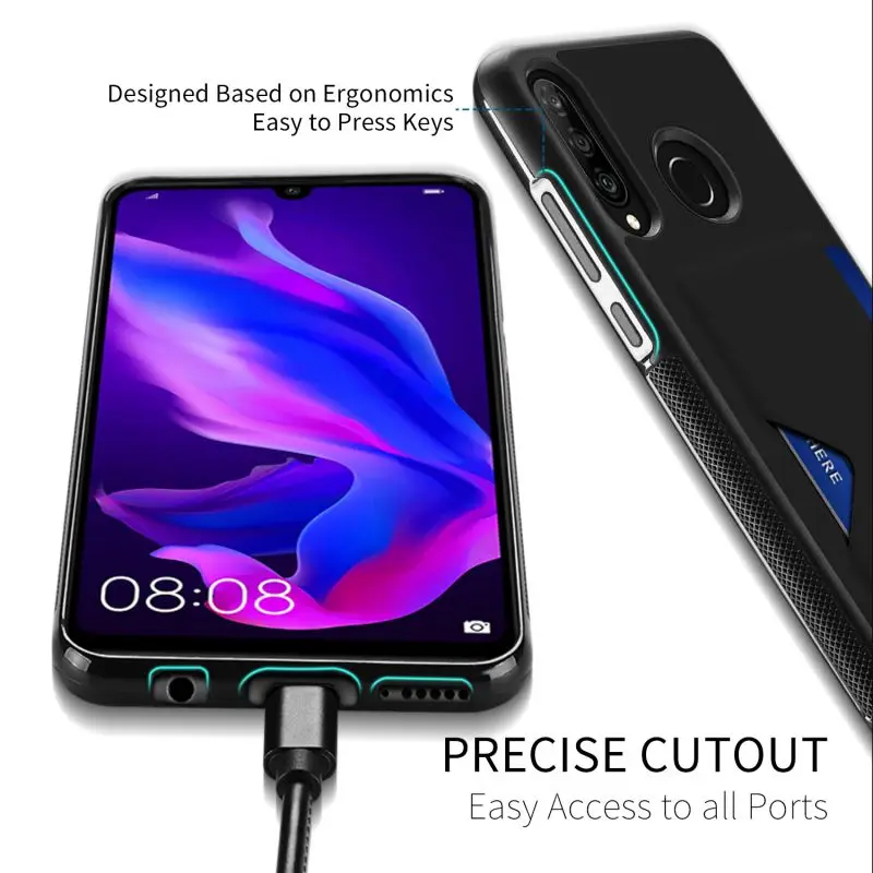 Чехлы для HUAWEI P30 Lite со слотом для карт, сплошной цвет, полная защита от скольжения, пылезащитные Чехлы для мобильных телефонов
